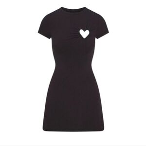 SKIMS Heart Cotton Blend Jersey Mini Dress In Black M NWT Limited Edition HTF